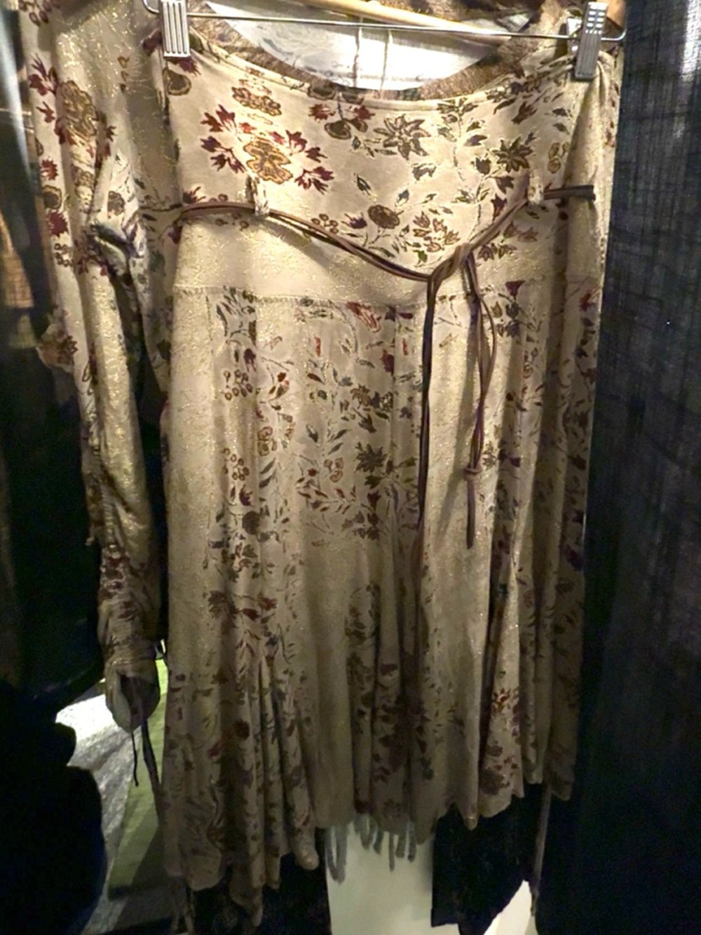 ISO Boho Floral midi skirt in Taupe and Brown